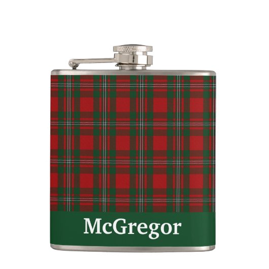 Clan MacGregor Tartan Kariert Custom Flachmann (Vorderseite)