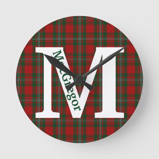 Clan MacGregor Tartan Kariert Custom Runde Wanduhr (Vorderseite)