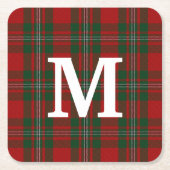 Clan MacGregor Tartan Kariert Mit Monogramm Rechteckiger Pappuntersetzer (Vorderseite)
