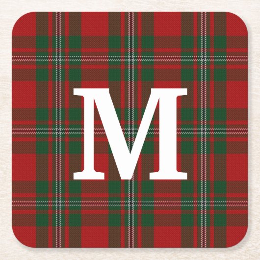 Clan MacGregor Tartan Kariert Mit Monogramm Rechteckiger Pappuntersetzer (Vorderseite)