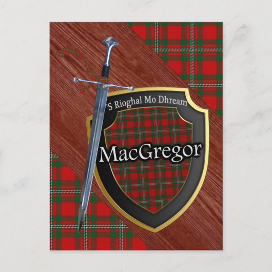 Clan MacGregor Tartan Sword & Shield Postkarte (Vorderseite)
