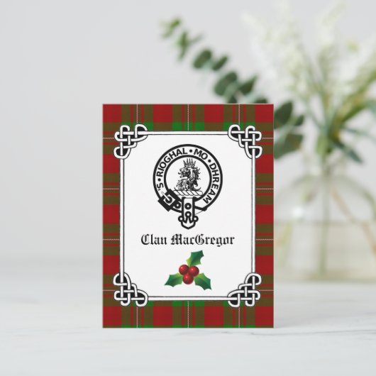 Clan MacGregor Wappen Abzeichen & Tartan Holiday Postkarte (Stehend Vorderseite)
