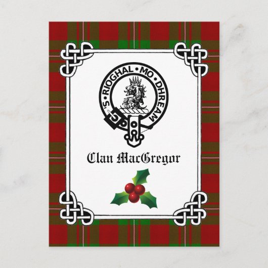 Clan MacGregor Wappen Abzeichen & Tartan Holiday Postkarte (Vorderseite)