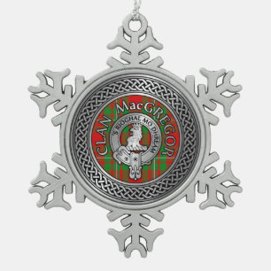 Clan MacGregor Wappen & Tartan Knot Schneeflocken Zinn-Ornament