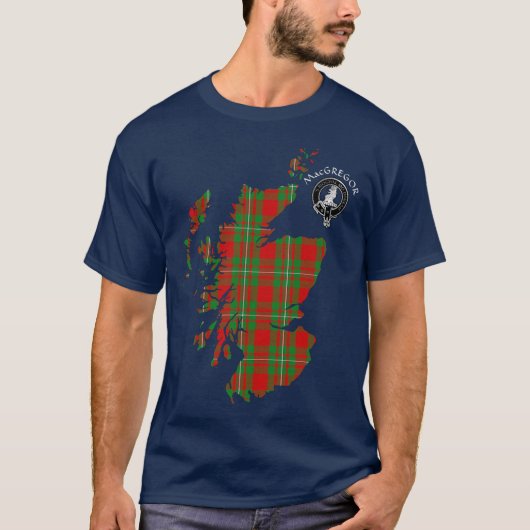 Clan MacGregor Wappen & Tartan Map T - Shirt (Vorderseite)