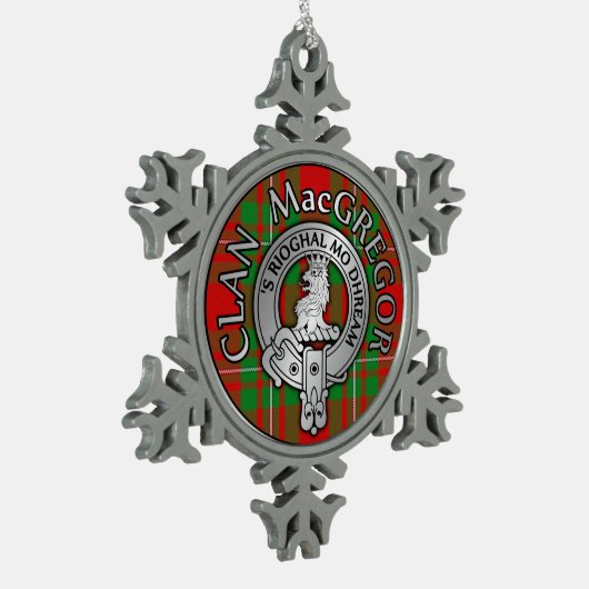 Clan MacGregor Wappen & Tartan Schneeflocken Zinn-Ornament (Links)