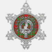 Clan MacGregor Wappen & Tartan Schneeflocken Zinn-Ornament (Vorderseite)
