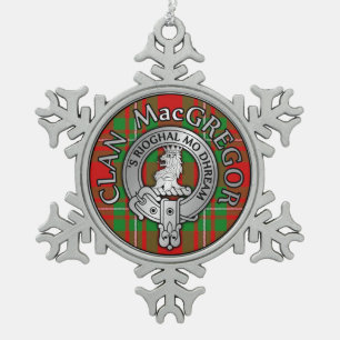 Clan MacGregor Wappen & Tartan Schneeflocken Zinn-Ornament