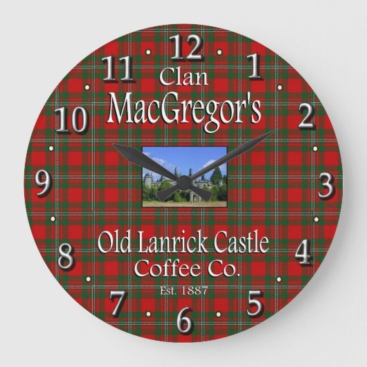 Clan MacGregor's Old Lanrick Castle Coffee Co. Große Wanduhr (Vorderseite)
