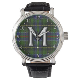 Clan MacInnes Letter M Monogram Tartan Armbanduhr