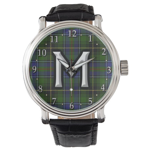 Clan MacInnes Letter M Monogram Tartan Armbanduhr (Vorderseite)