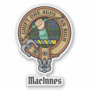 Clan MacInnes Wappen über Tartan Aufkleber