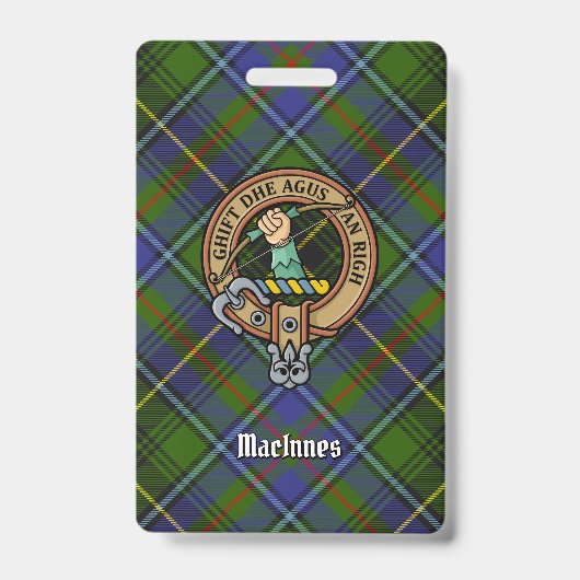 Clan MacInnes Wappen über Tartan Ausweis (Front)