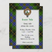 Clan MacInnes Wappen über Tartan Einladung (Vorne/Hinten)