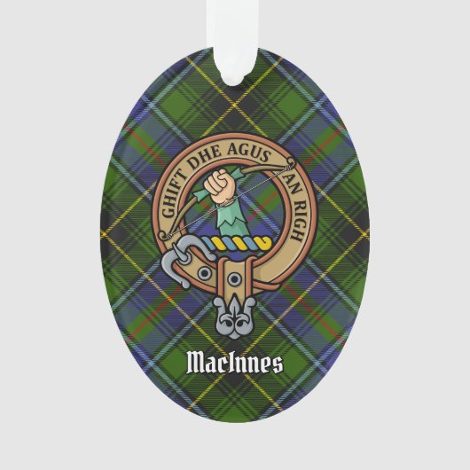 Clan MacInnes Wappen über Tartan Ornament (Vorderseite)