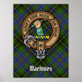 Clan MacInnes Wappen über Tartan Poster (Vorne)