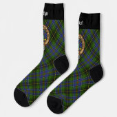 Clan MacInnes Wappen über Tartan Socken (Linkes Detail)