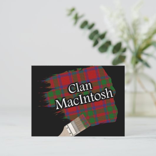 Clan MacIntosh Scottish Tartan Paint Brush Postkarte (Stehend Vorderseite)