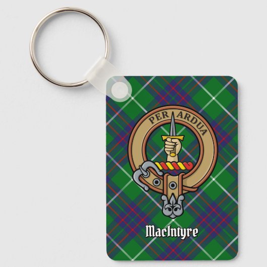 Clan MacIntyre Crest over Hunting Tartan Keychain Schlüsselanhänger (Vorderseite)