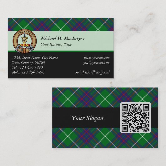 Clan MacIntyre Hunting Tartan Business Card Visitenkarte (Vorne/Hinten)