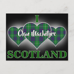 Clan MacIntyre I Liebe Scotland Tartan Heart Postkarte