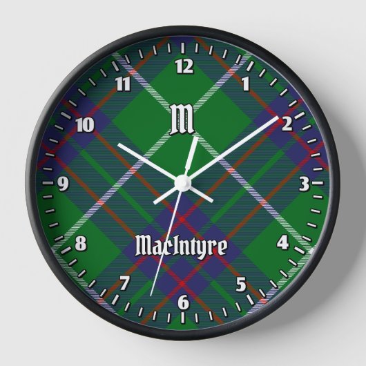 Clan MacIntyre Jagd Tartan Große Uhr (Vorderseite)