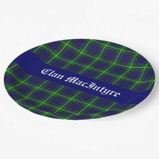 Clan MacIntyre Tartan individuell anpassbar Pappteller (Schrägansicht)
