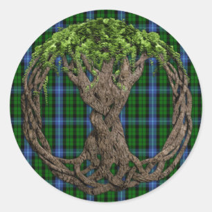 Clan MacIntyre Tartan und keltischer Baum des Runder Aufkleber