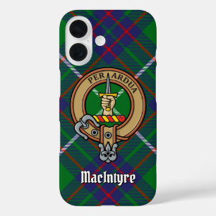 Clan MacIntyre Wappen über Jagd auf Tartan iPhone 16 Hülle