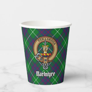 Clan MacIntyre Wappen über Jagd auf Tartan Pappbecher