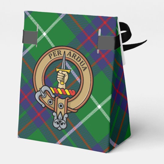 Clan MacIntyre Wappen über Jagd Tartan Gefallen Bo Geschenkschachtel (Rückseite)
