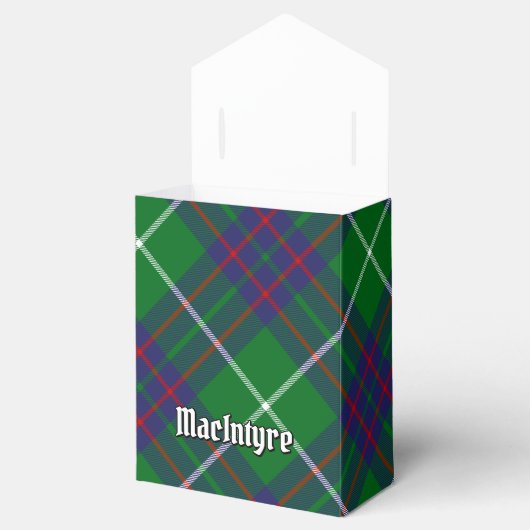 Clan MacIntyre Wappen über Jagd Tartan Gefallen Bo Geschenkschachtel (Geöffnet)