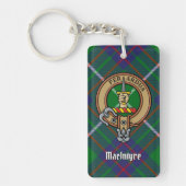 Clan MacIntyre Wappen über Jagd Tartan Schlüsselan Schlüsselanhänger (Vorderseite)