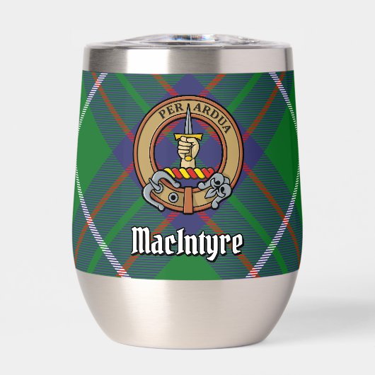 Clan MacIntyre Wappen über Tartan (Vorderseite)