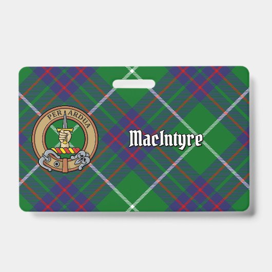 Clan MacIntyre Wappen über Tartan Ausweis (Front)