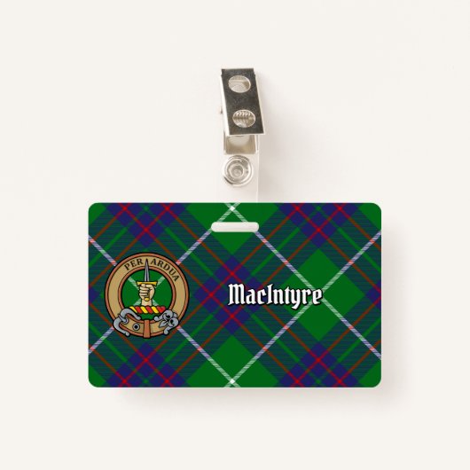 Clan MacIntyre Wappen über Tartan Ausweis (Vorderseite mit Klammer)
