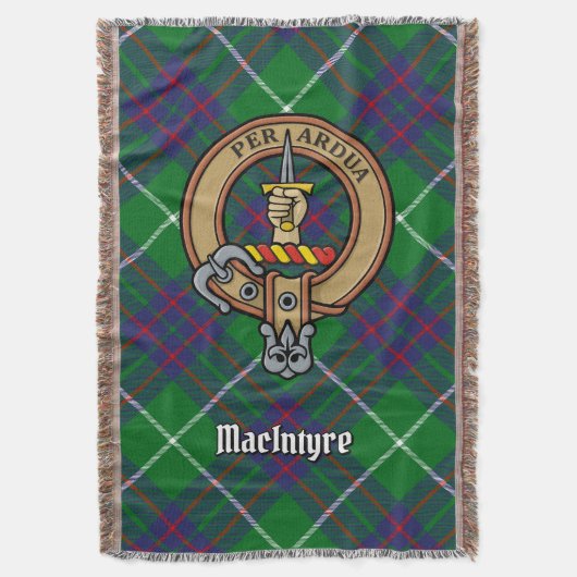 Clan MacIntyre-Wappen über Tartan Decke (Vorderseite Vertikal)