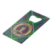 Clan MacIntyre Wappen über Tartan Geldbeutel Flaschenöffner (Vorderseite Schrägansicht)