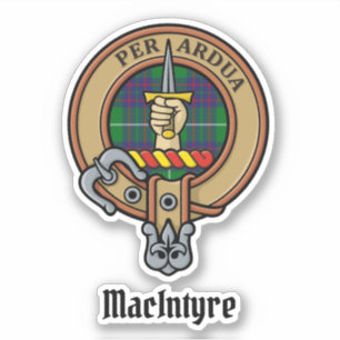 Clan MacIntyre Wappen über Tartan-Jagdsticker Aufkleber