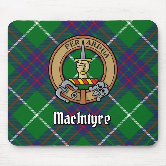 Clan MacIntyre Wappen über Tartan Mousepad (Vorne)