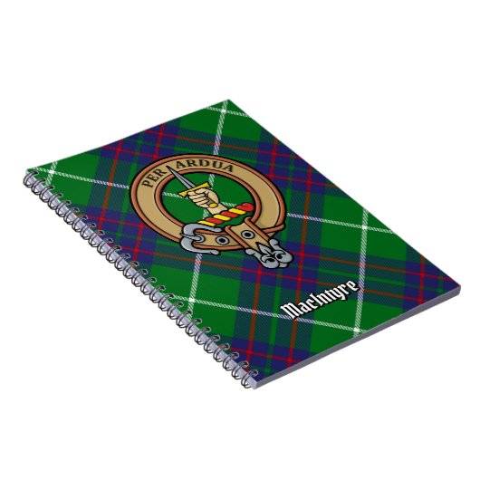 Clan MacIntyre Wappen über Tartan Notizblock (Rechte Seite)