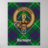 Clan MacIntyre Wappen über Tartan Poster (Vorne)