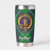 Clan MacIntyre Wappen über Tartan Thermobecher (Vorderseite)