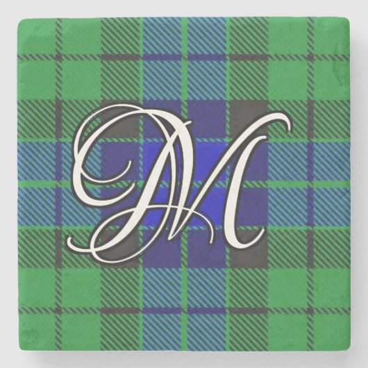 Clan MacKay Tartan-Gewohnheits-Monogramm Steinuntersetzer (Vorderseite)