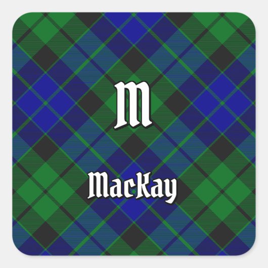 Clan MacKay Tartan Quadratischer Aufkleber (Vorderseite)