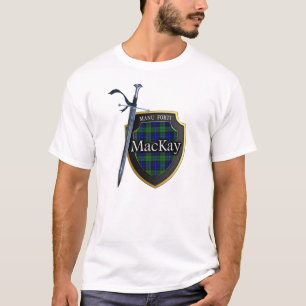 Clan MacKay Tartan-schottisches Schild u. Klinge T-Shirt