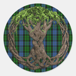 Clan MacKay Tartan und keltischer Lebensbaum Runder Aufkleber