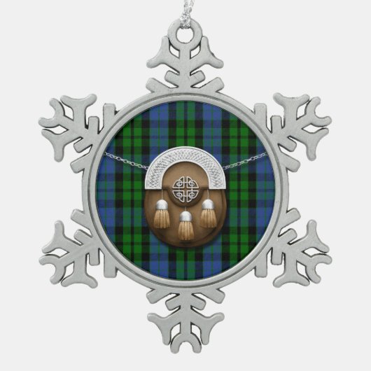 Clan MacKay Tartan und Sporran Schneeflocken Zinn-Ornament (Vorderseite)