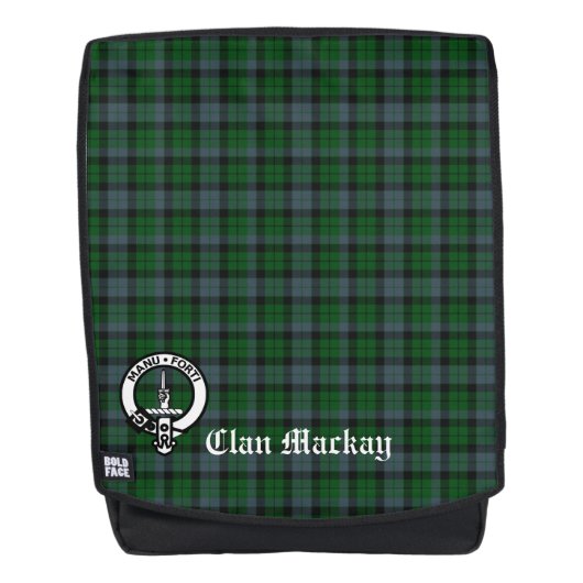 Clan Mackay Tartan und Wappen Abzeichen Rucksack (Vorderseite)
