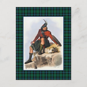 Clan MacKay Vintage-Illustration Tartan-Rahmen Postkarte
